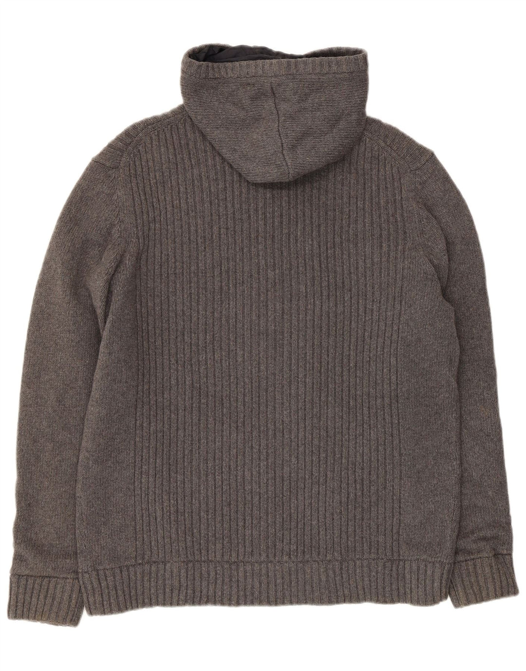 Massimo Dutti Mens Hooded Knit Reversible Jacket UK 42 XL Grey