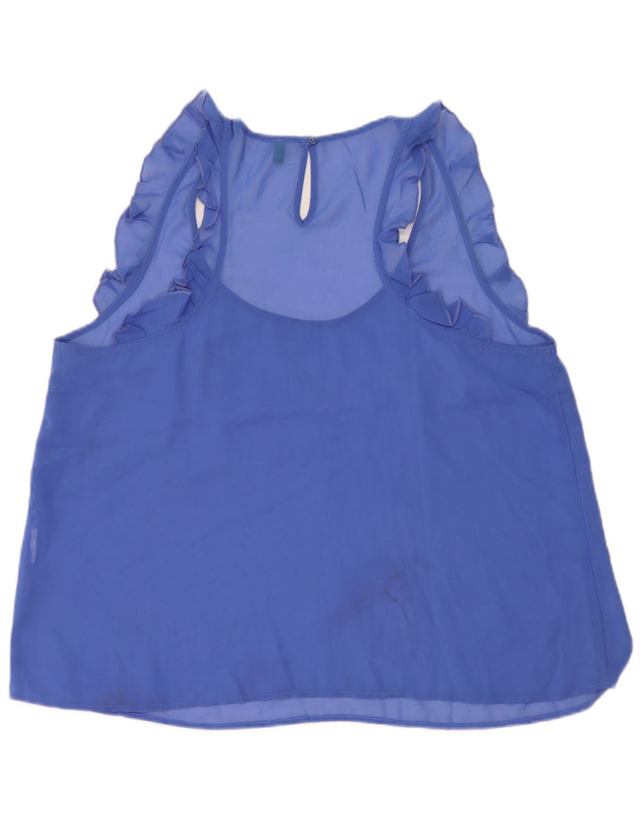 Benetton Womens Sleeveless Blouse Top UK 16 Large Blue