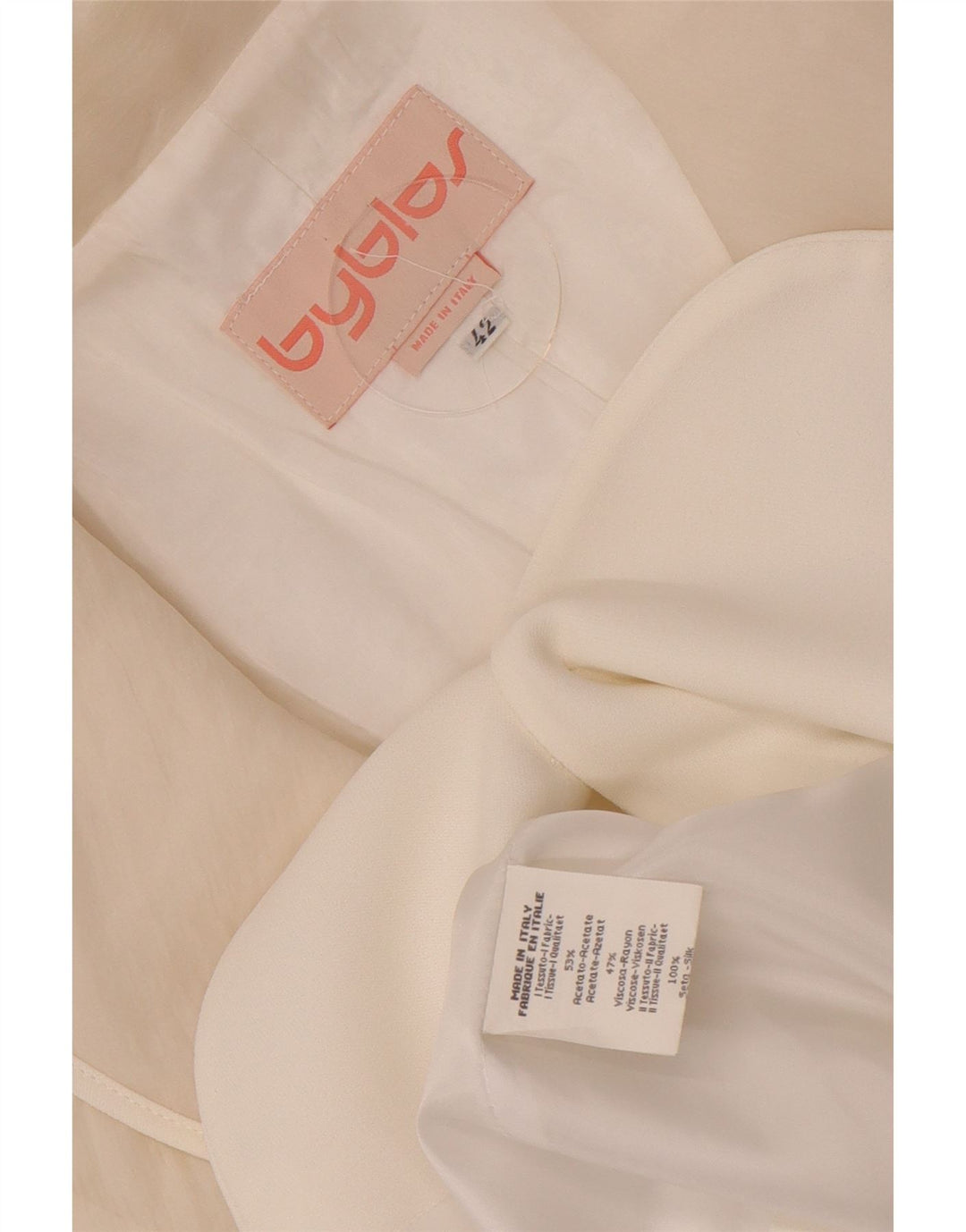 Byblos Womens 3 Button Blazer Jacket IT 42 Medium White Acetate