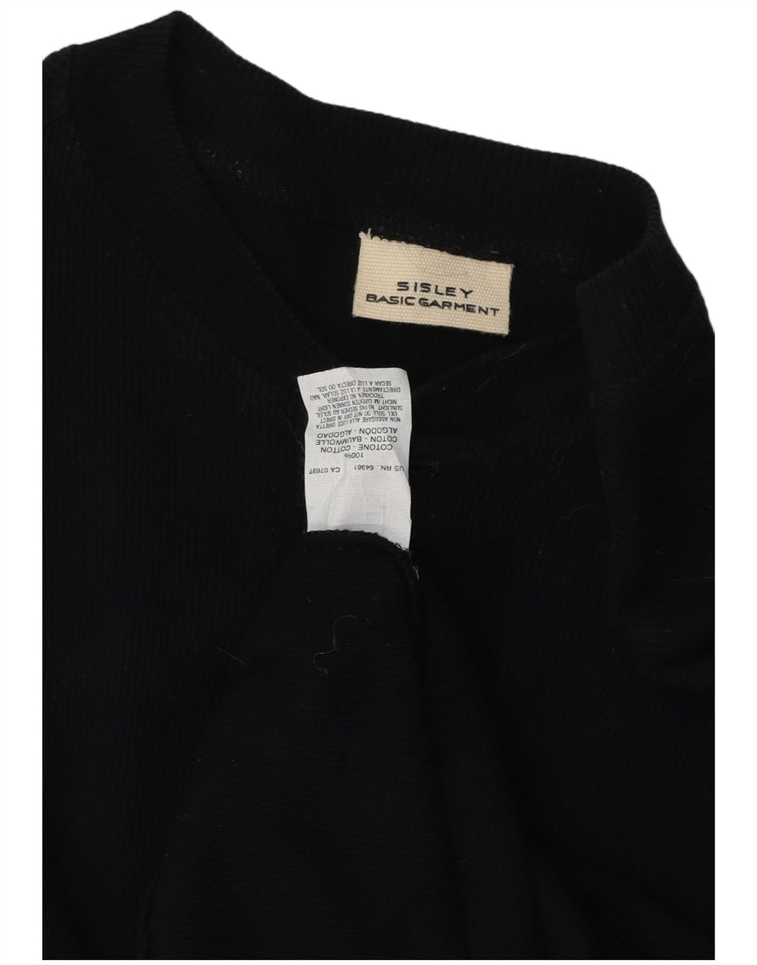 Sisley Mens Top Long Sleeve Medium Black Cotton