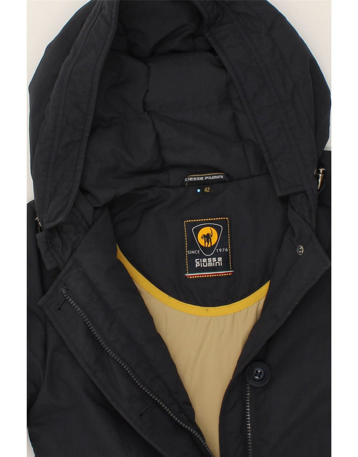CIESSE PIUMINI Womens Hooded Padded Coat IT 42 Medium Navy Blue Polyester Vintage Ciesse Piumini and Second-Hand Ciesse Piumini from Messina Hembry 