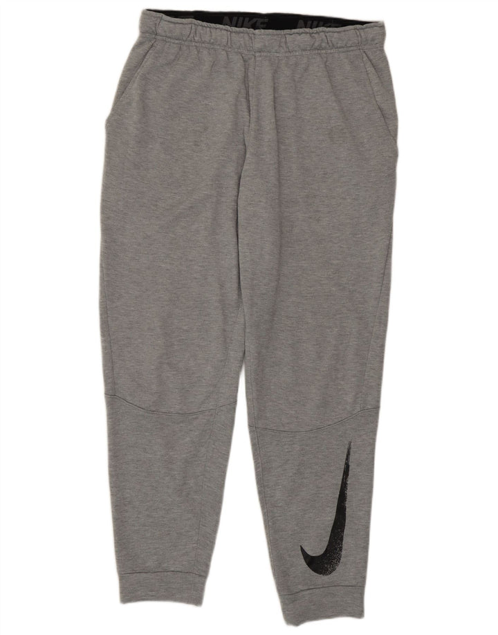 Nike Mens Dri Fit Graphic Tracksuit Trousers Joggers Large Grey Polyester