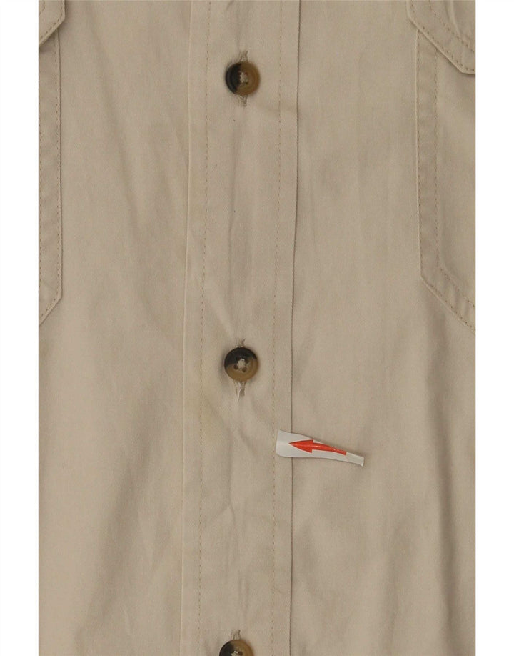 WRANGLER Mens Short Sleeve Shirt Large Beige Cotton