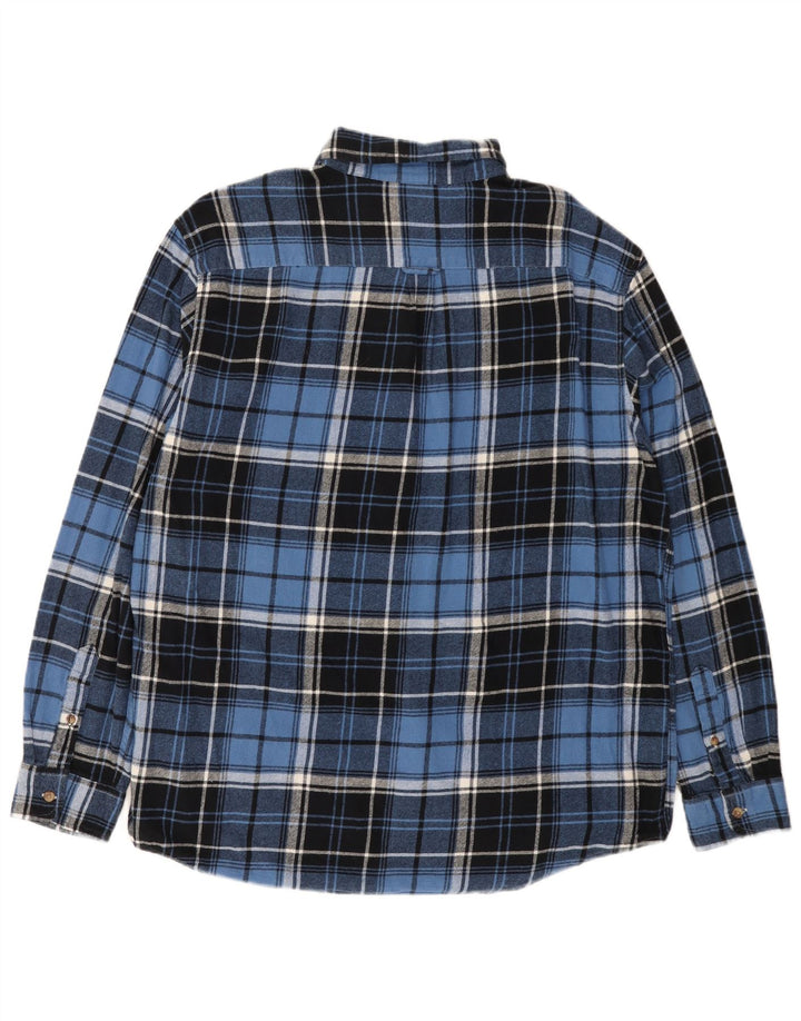 CHAPS Mens Flannel Shirt XL Blue Check Cotton