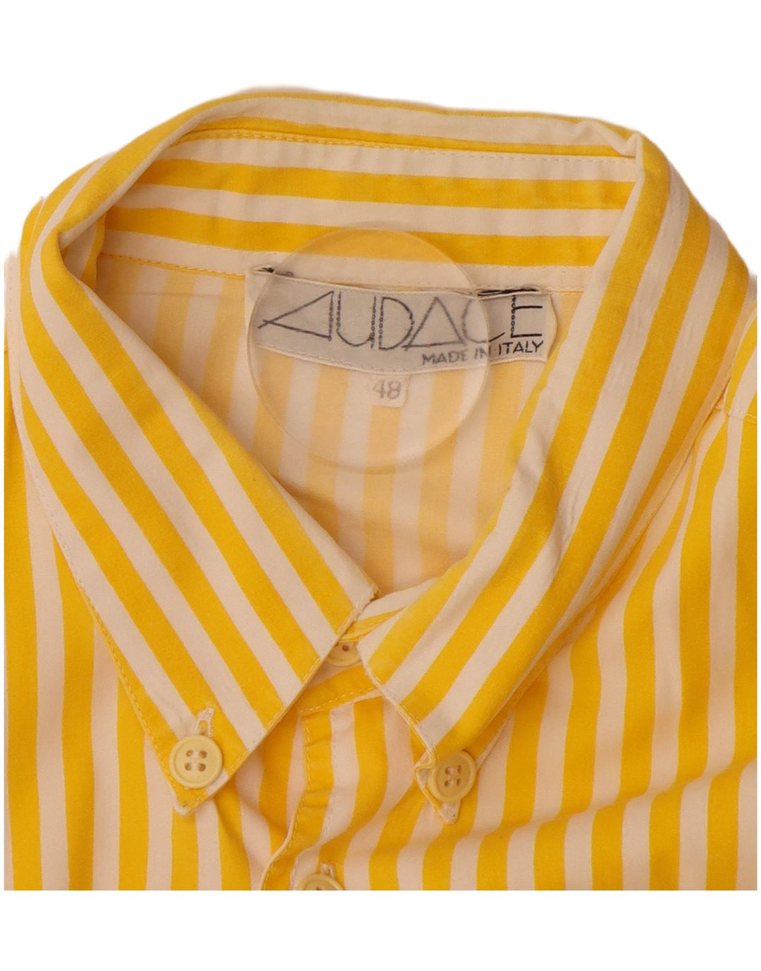 VINTAGE Mens Shirt IT 48 Medium Yellow Striped