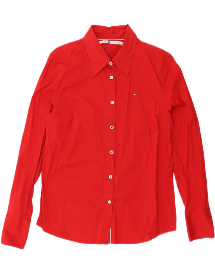 Tommy Hilfiger Womens Shirt UK 14 Large Red Cotton
