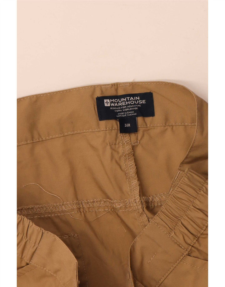 Mountain Warehouse Mens Straight Cargo Trousers W34 L33 Brown Polyester