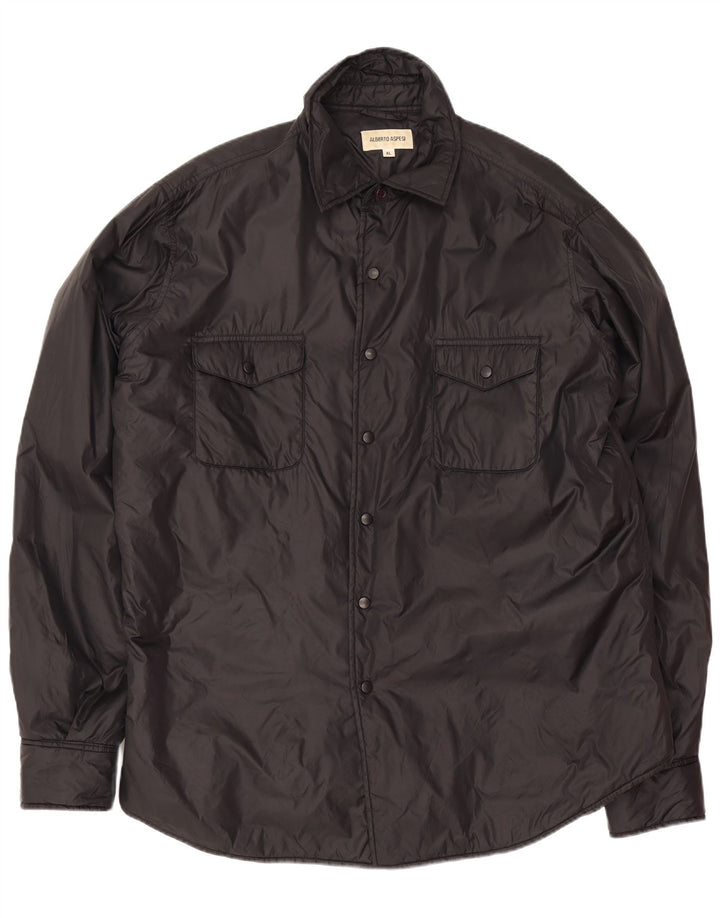 Alberto Aspesi Mens Bomber Jacket UK 42 XL Black Polyamide