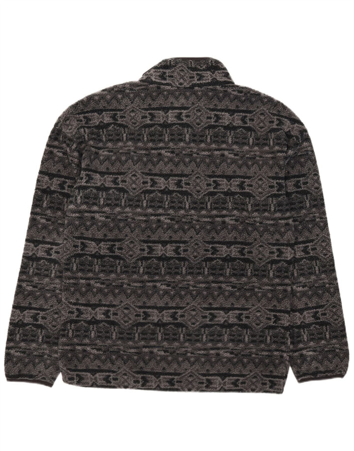 Columbia Mens Button Neck Fleece Jumper Medium Grey Geometric Polyester