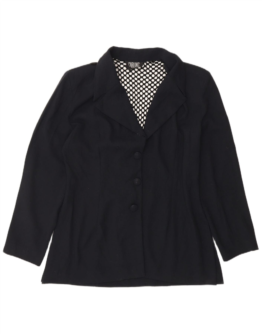 VINTAGE Womens 3 Button Blazer Jacket UK 14 Medium Navy Blue