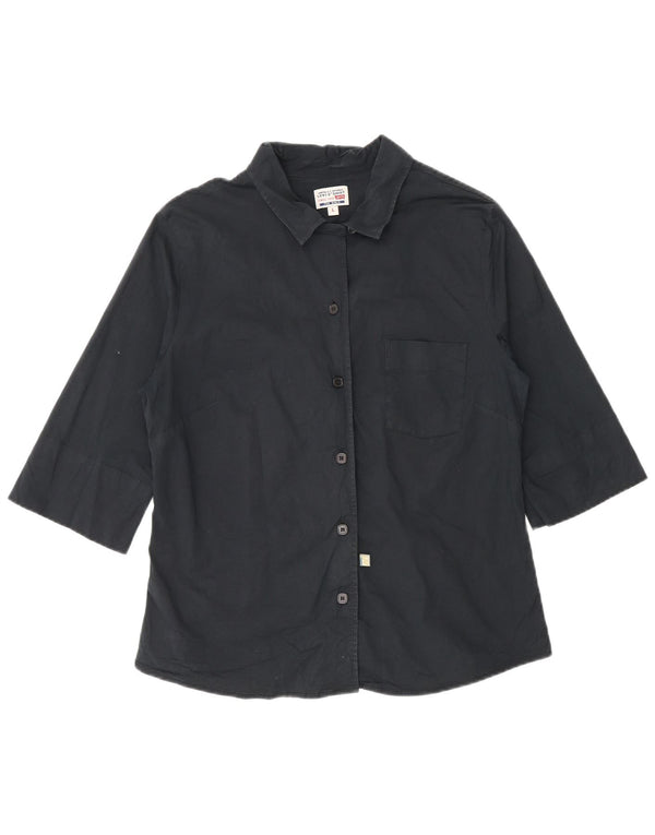 Levi's Womens 3/4 Sleeve Shirt UK 14 Large Black Cotton