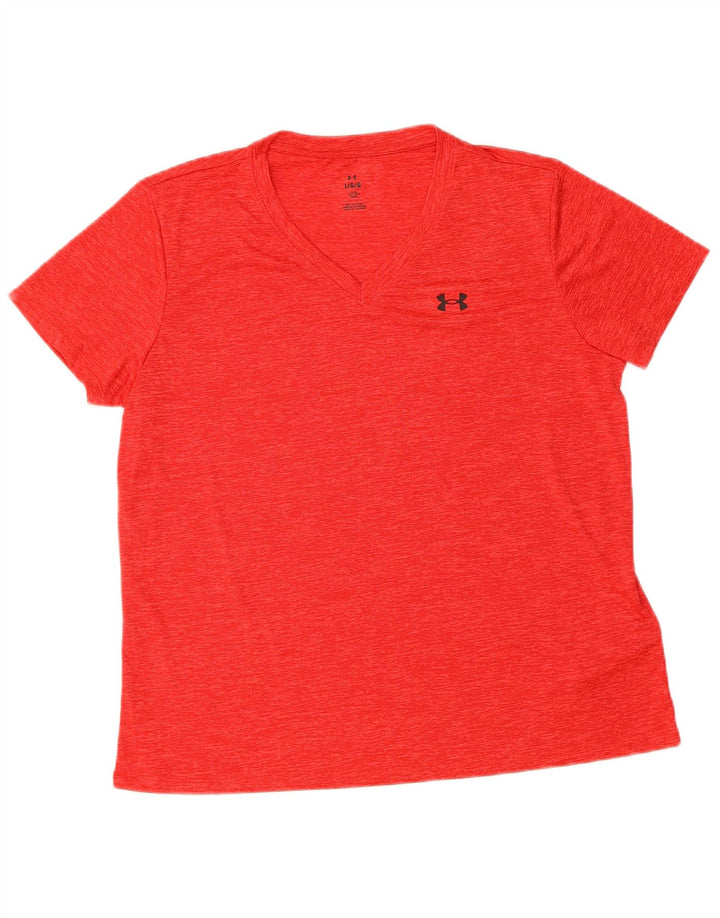 UNDER ARMOUR Mens T-Shirt Top Large Red Flecked Polyester