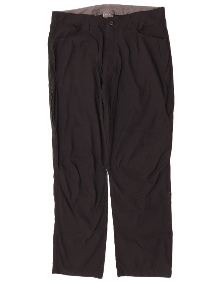 Eddie Bauer Mens Straight Cargo Trousers W34 L30 Black Nylon