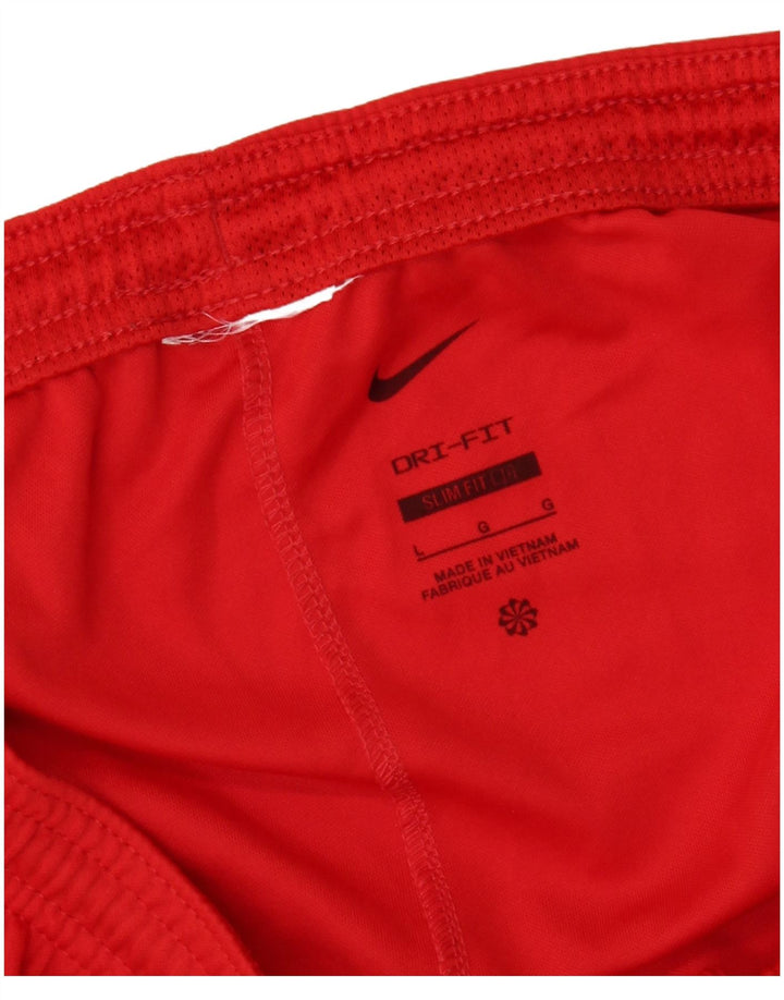 NIKE Mens Dri Fit Slim Fit Sport Shorts Large  Red Colourblock