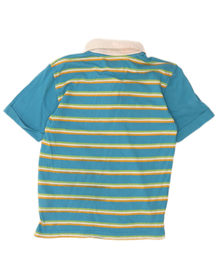 CHAMPION Boys Graphic Polo Shirt 9-10 Years Medium Blue Striped Cotton