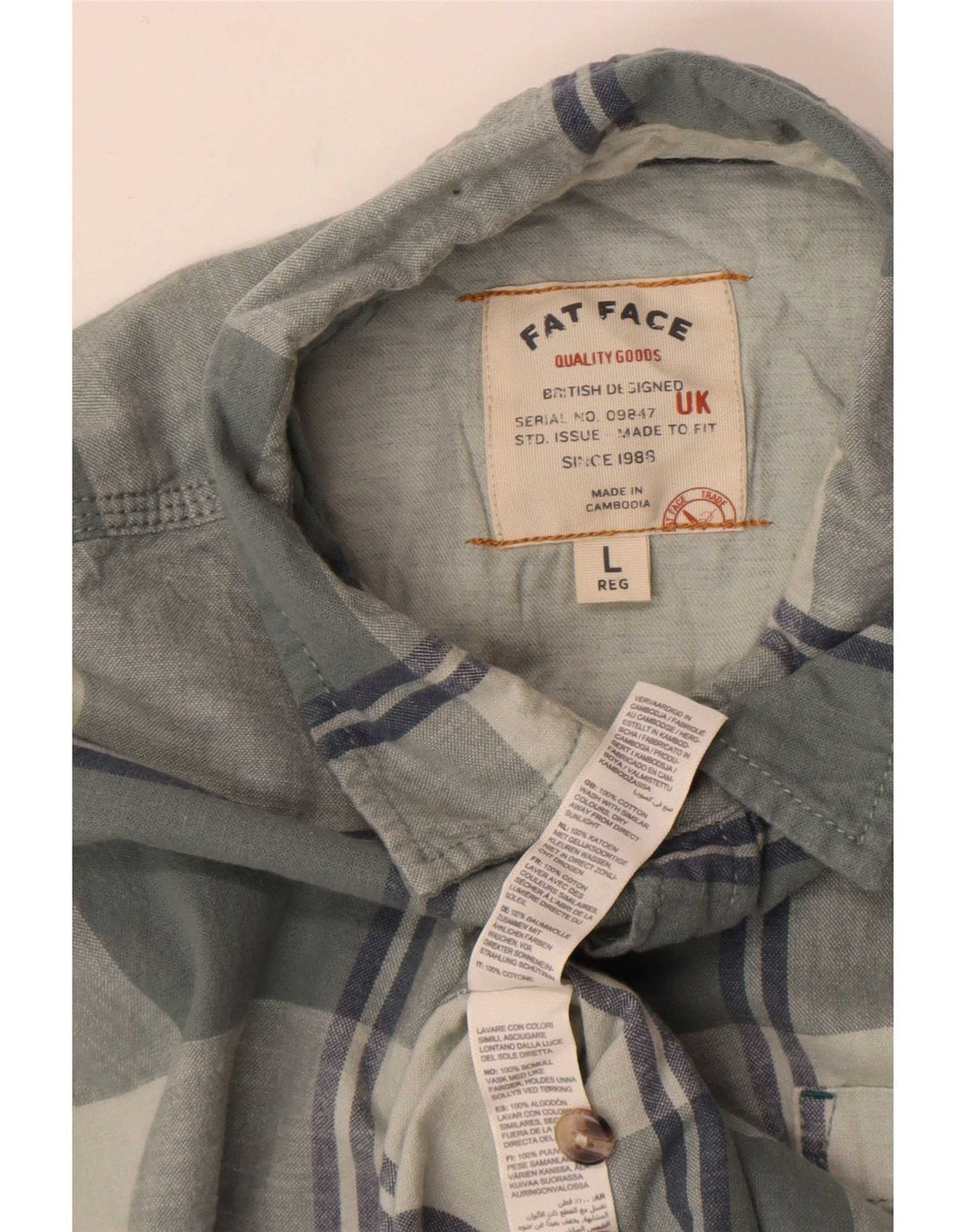 Fat Face Mens Flannel Shirt Large Grey Check Cotton