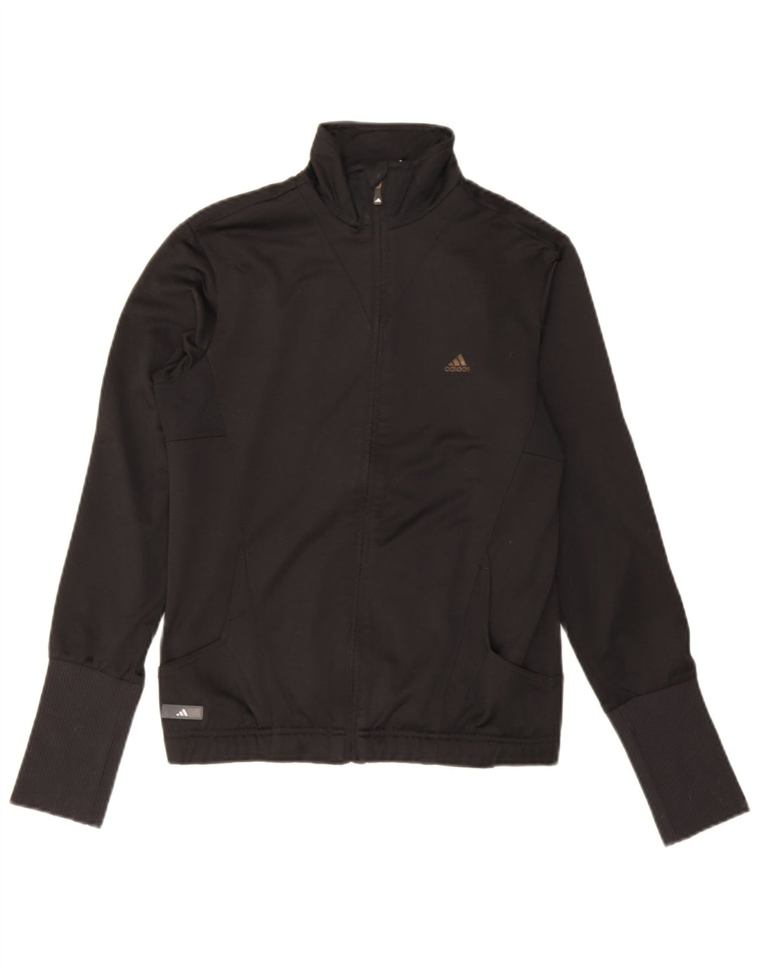 Adidas Womens Tracksuit Top Jacket UK 12 Medium Black Polyester