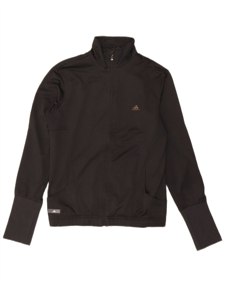 Adidas Womens Tracksuit Top Jacket UK 12 Medium Black Polyester