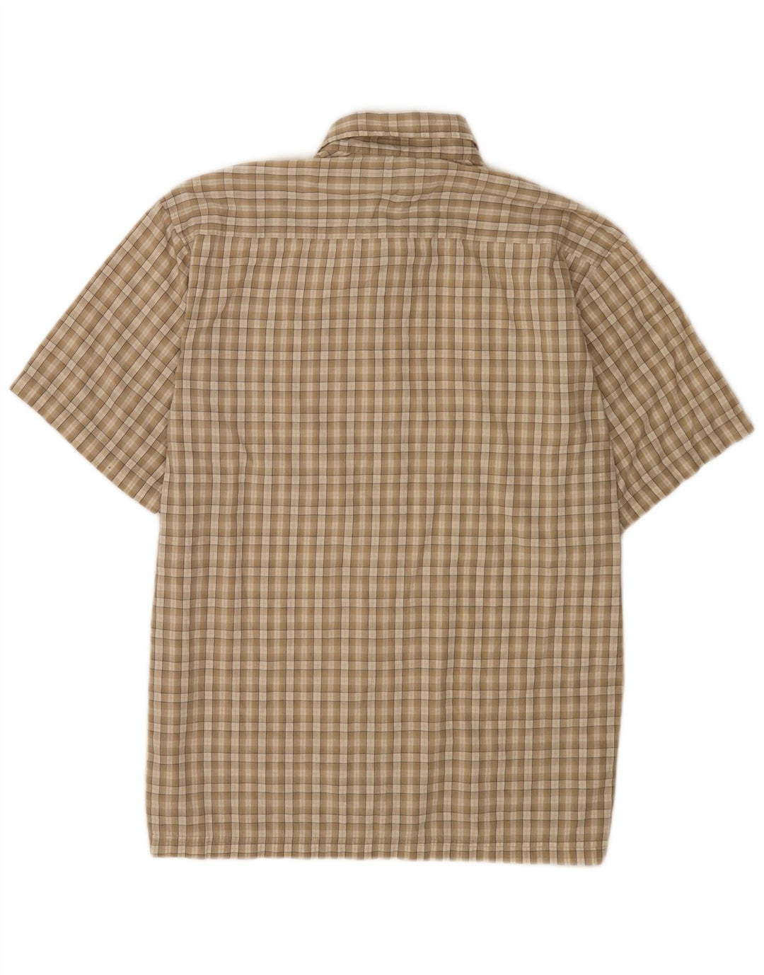 Columbia Mens Short Sleeve Regular Fit Shirt Medium Beige Check Cotton