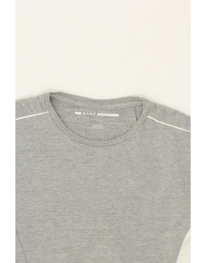 DKNY Boys Graphic Sweatshirt Jumper 8-9 Years Large Grey Colourblock Vintage Dkny and Second-Hand Dkny from Messina Hembry 