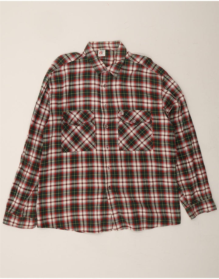 BELFE Mens Flannel Shirt XL Multicoloured Check Cotton Vintage Belfe and Second-Hand Belfe from Messina Hembry 