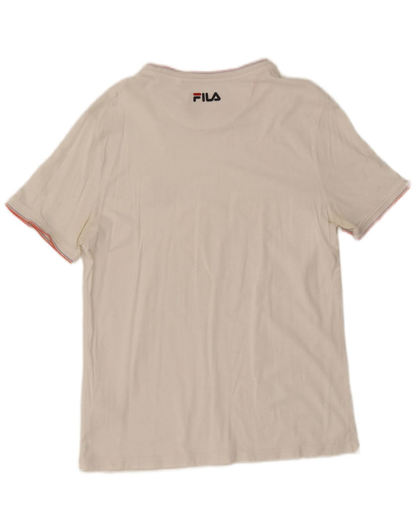 Fila Mens T-Shirt Top Small White Striped Cotton