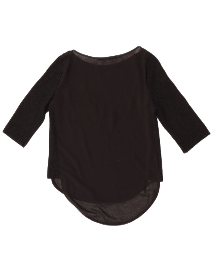 Zara Womens Top 3/4 Sleeve UK 10 Small Black
