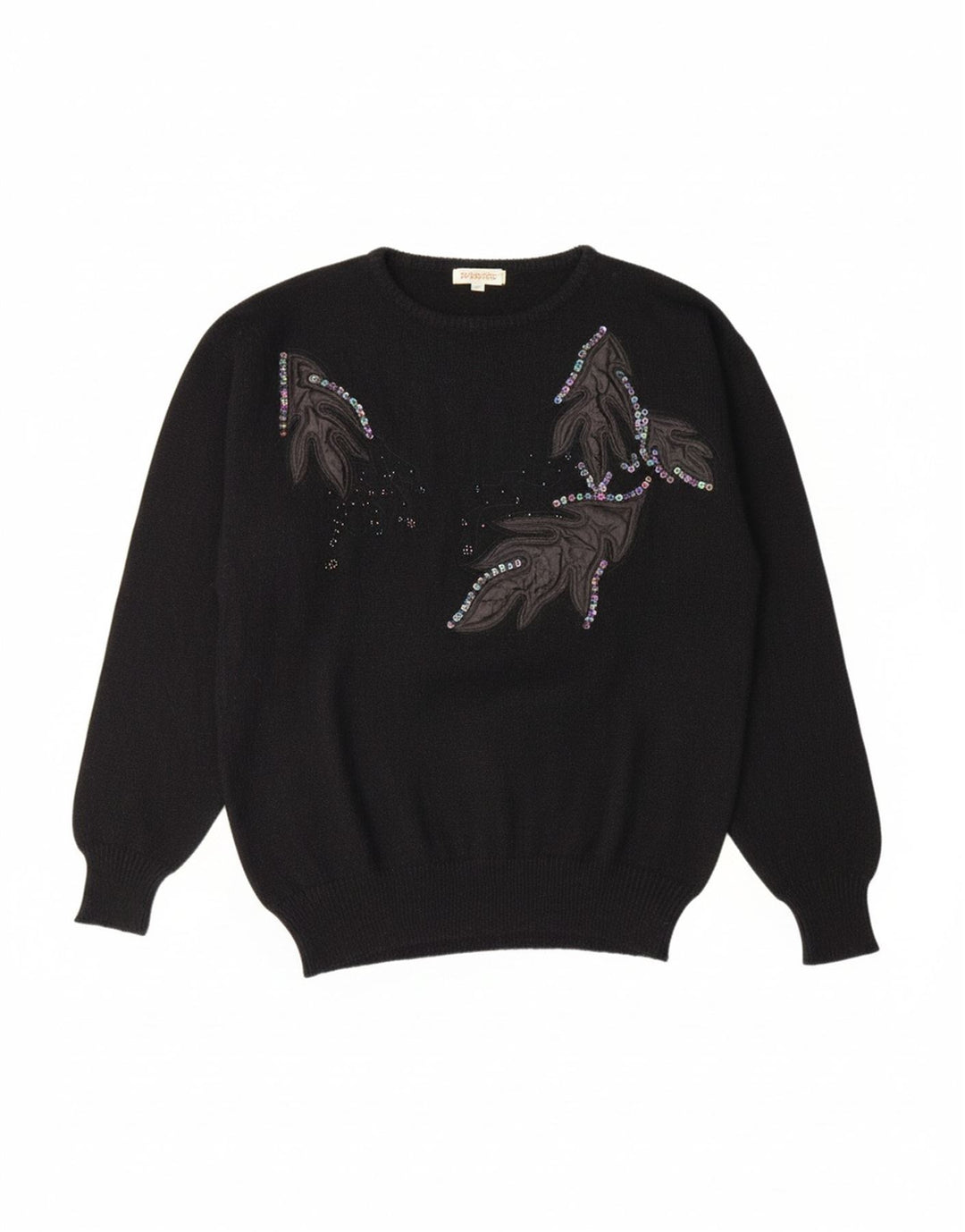 VINTAGE Womens Crew Neck Jumper Sweater Size 40/42 Medium Black