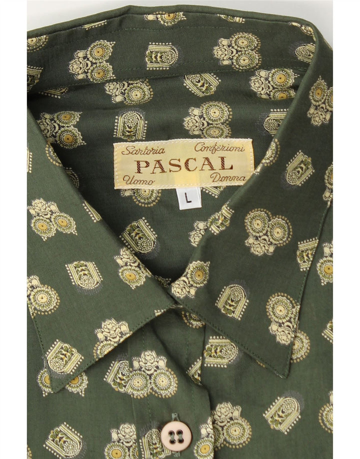 Vintage Womens Oversized Abstract Pattern Shirt UK 16 Large Green Geometric