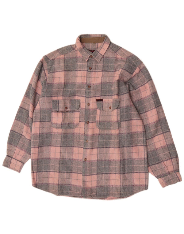 Invicta Mens Flannel Shirt Large Pink Check Polyester