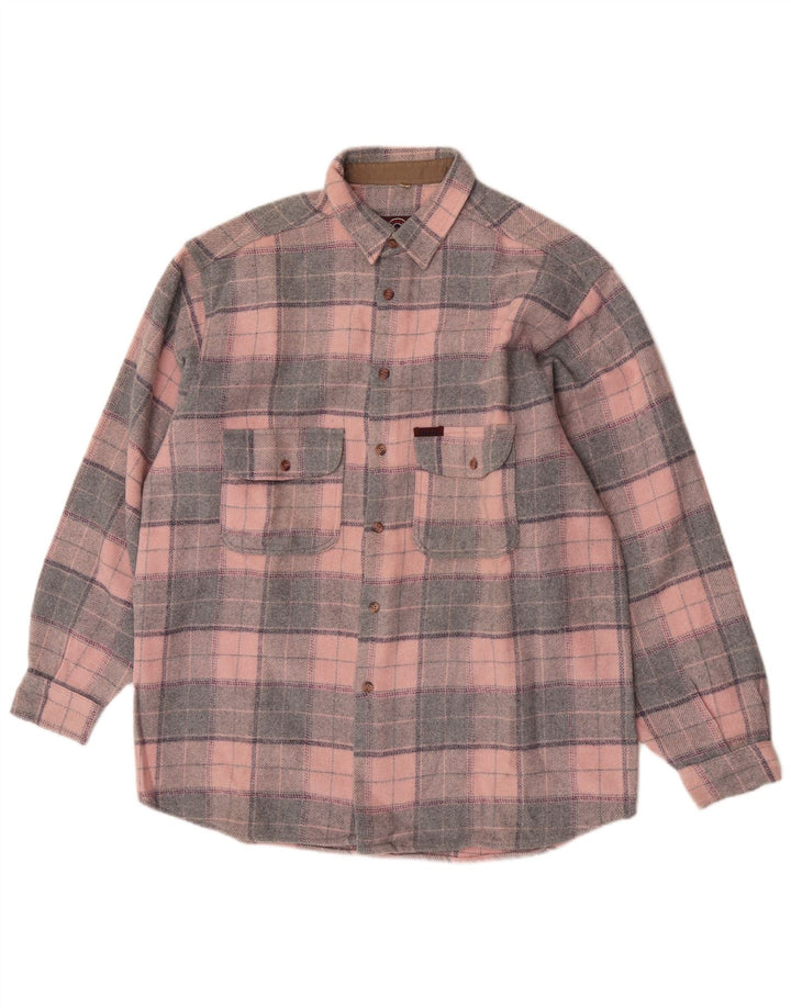 Invicta Mens Flannel Shirt Large Pink Check Polyester