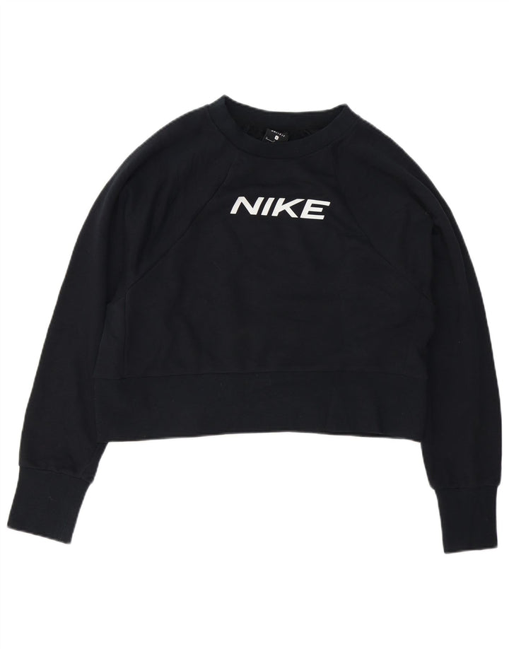 Nike Womens Dri Fit Crop Oversized Sweatshirt Jumper UK 10 Small Black