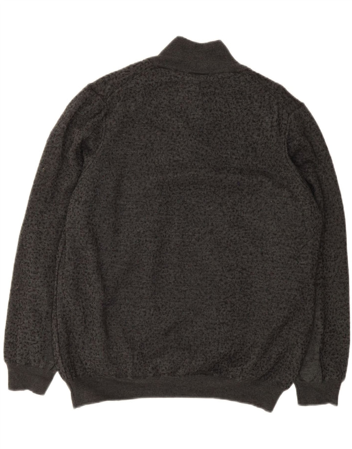 LYLE & SCOTT Mens Zip Neck Jumper Sweater XL Grey Flecked Wool Vintage Lyle & Scott and Second-Hand Lyle & Scott from Messina Hembry 