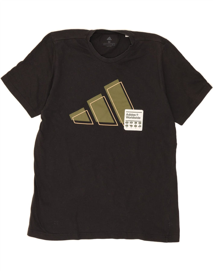 ADIDAS Mens Graphic T-Shirt Top Medium Black Cotton Vintage Adidas and Second-Hand Adidas from Messina Hembry 