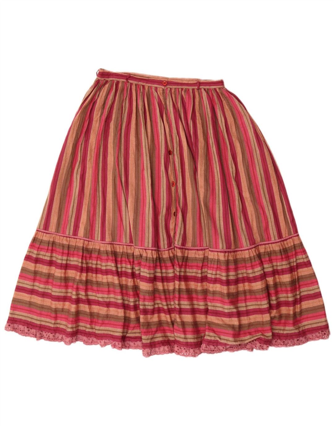 VINTAGE Womens High Waist Pleated Skirt Large W26 Multicoloured Striped