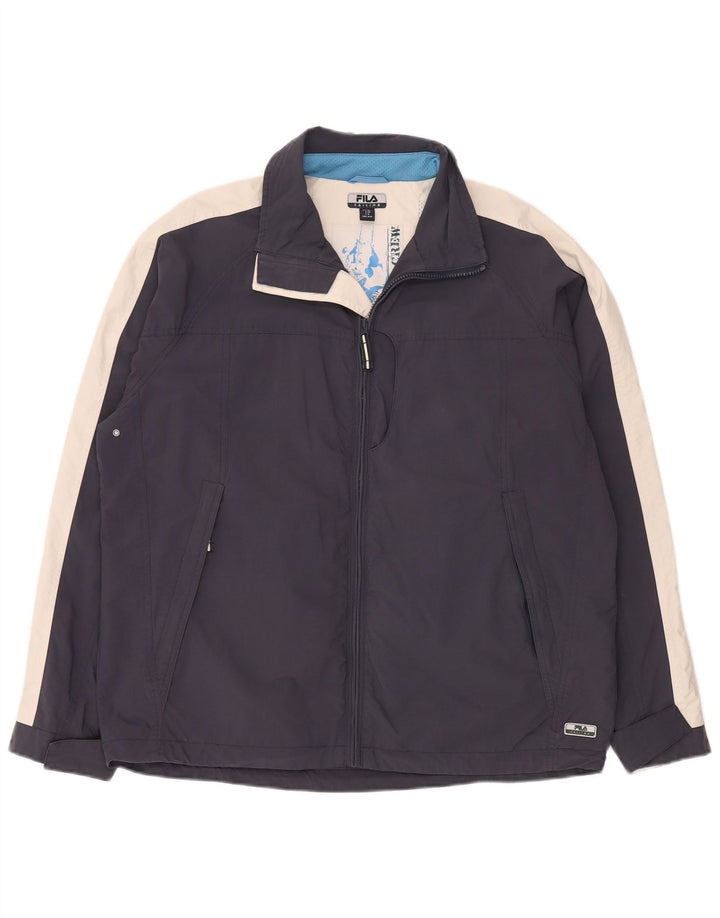 FILA Mens Windbreaker Jacket IT 50 Large Navy Blue Colourblock Polyamide