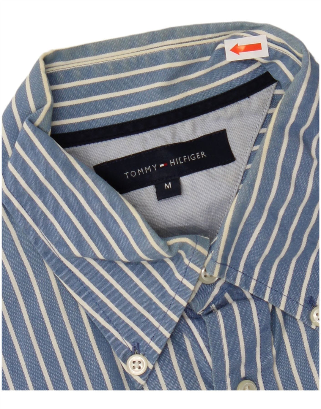 TOMMY HILFIGER Mens Shirt Medium Blue Pinstripe Cotton