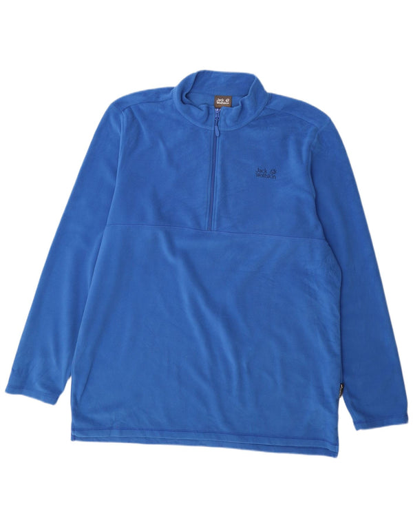 Jack Wolfskin Mens Zip Neck Fleece Jumper UK 50 3XL Blue Polyester