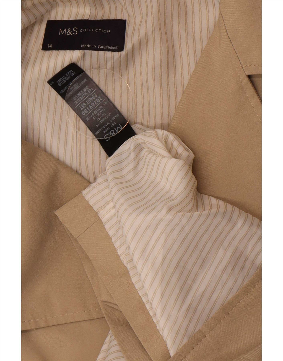 Marks & Spencer Womens Trench Coat UK 14 Large Beige Polyester