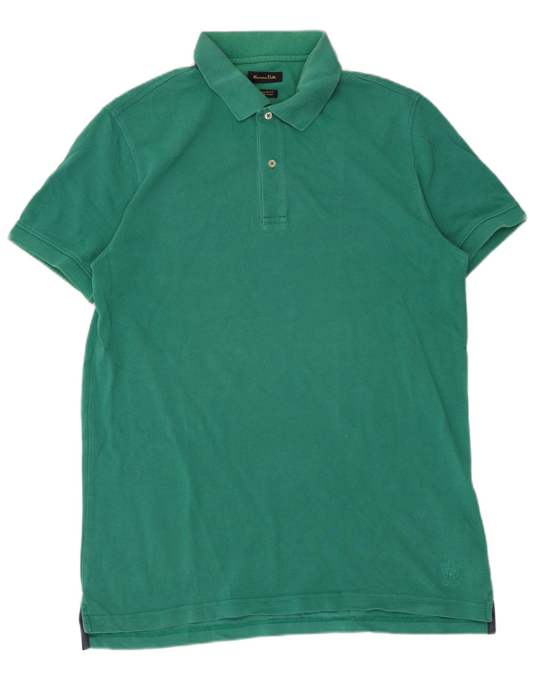 Massimo Dutti Mens Regular Fit Polo Shirt Medium Green Cotton