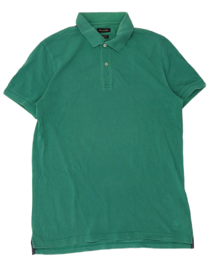 Massimo Dutti Mens Regular Fit Polo Shirt Medium Green Cotton