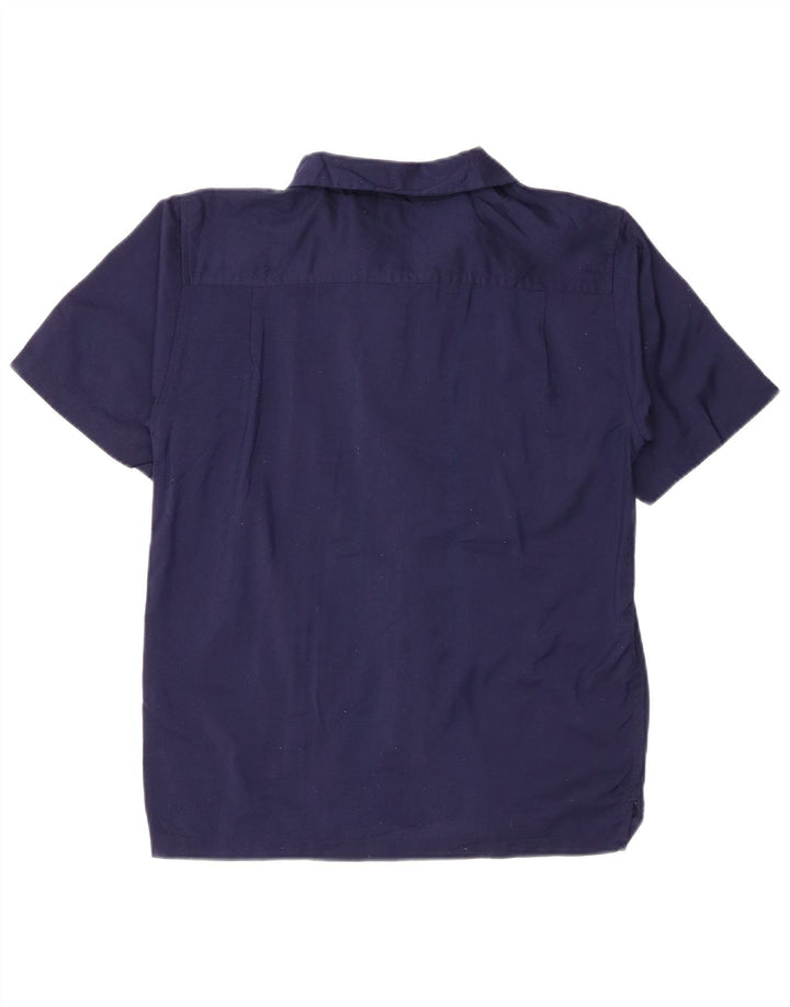 Mossimo Boys Short Sleeve Shirt 14-15 Years Large Navy Blue Striped