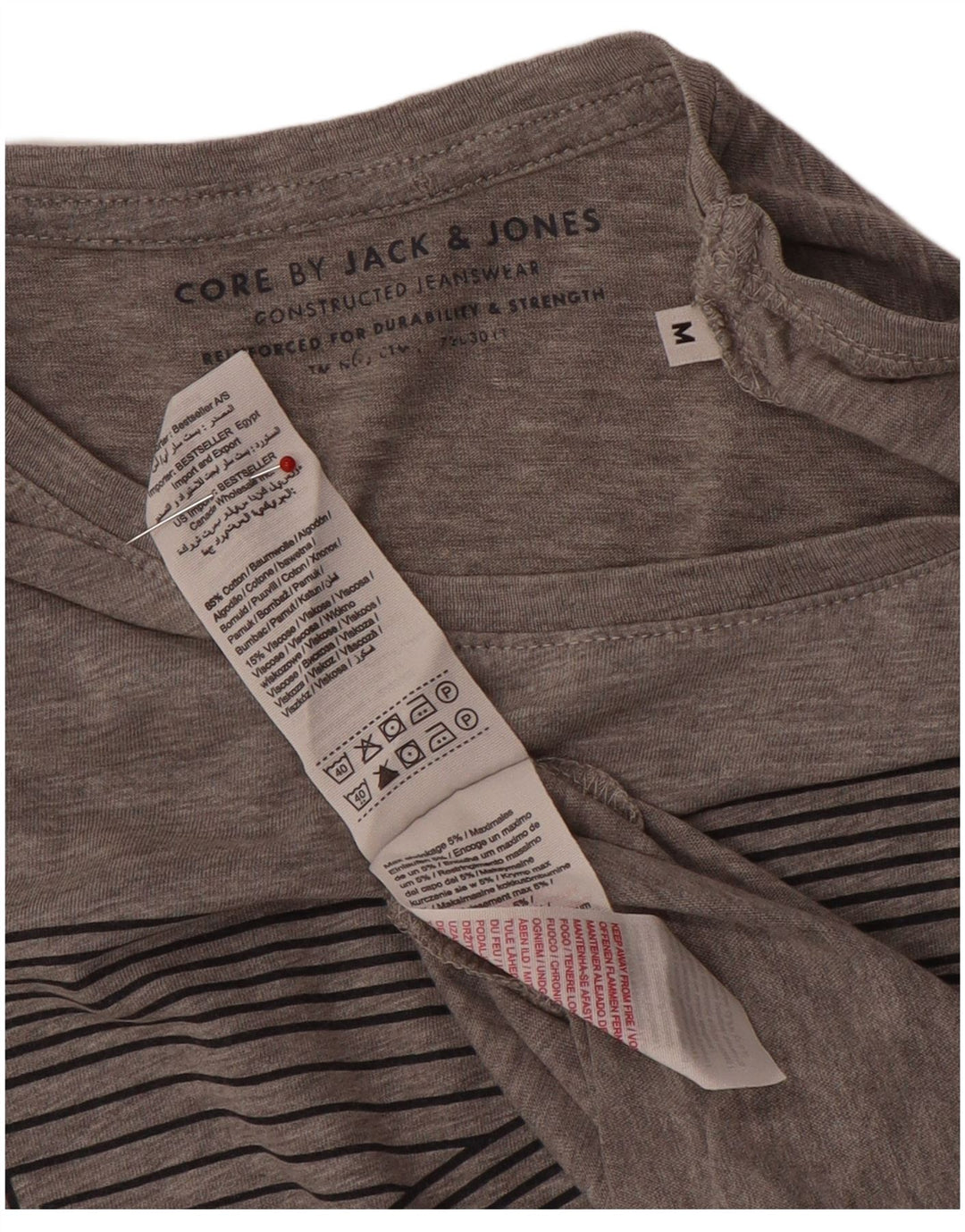 Jack & Jones Mens Graphic T-Shirt Top Medium Grey Cotton
