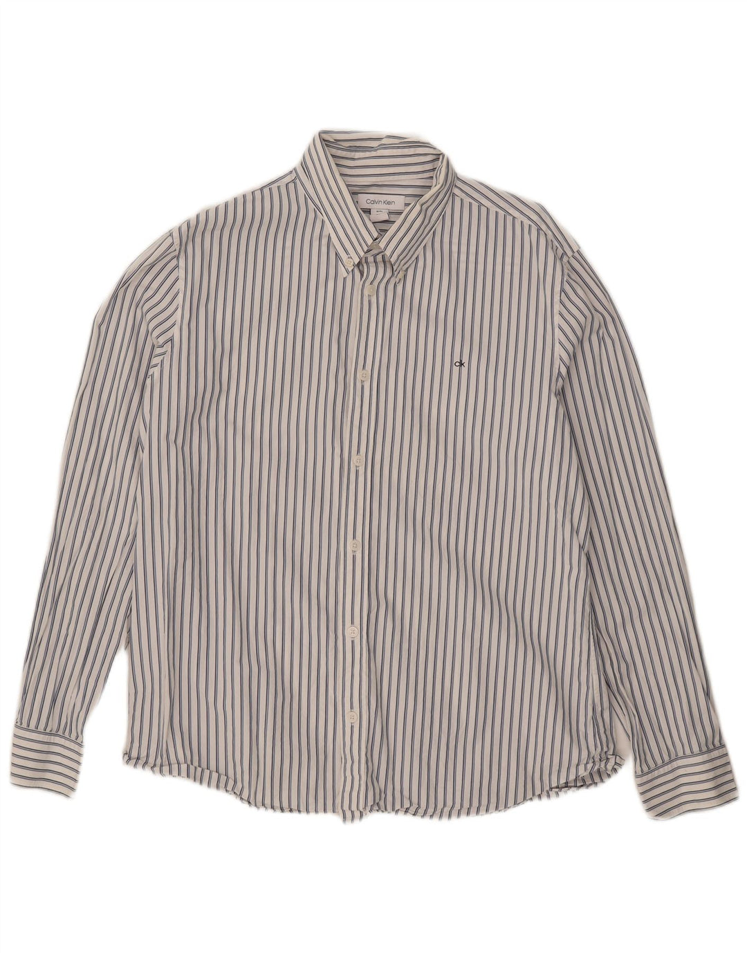 Calvin Klein Mens Shirt XL White Pinstripe