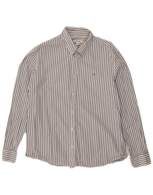Calvin Klein Mens Shirt XL White Pinstripe