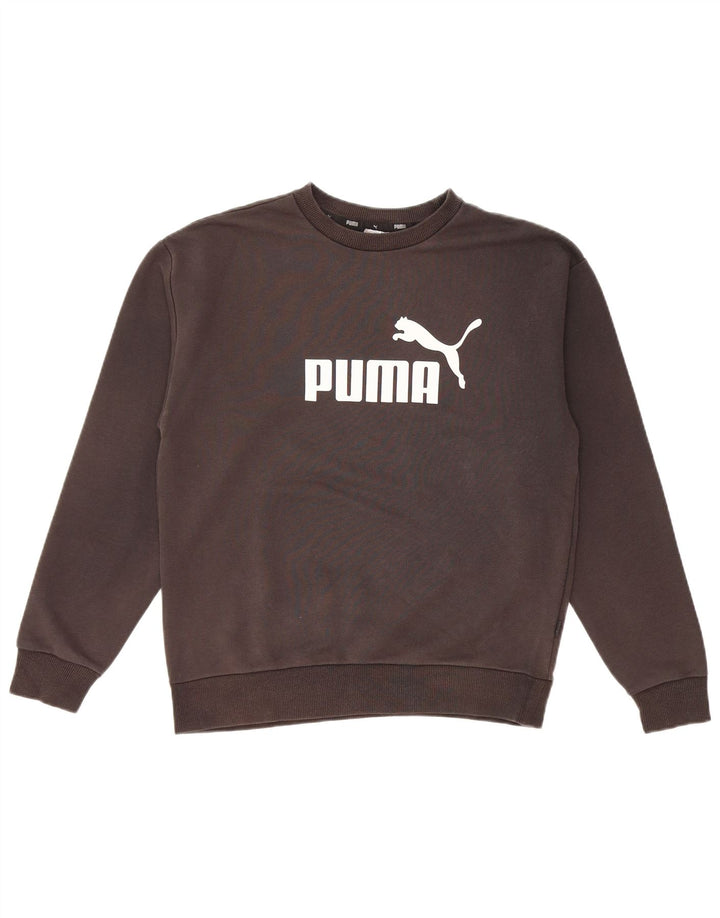 PUMA Womens Oversized Graphic Sweatshirt Jumper UK 10 Small Black