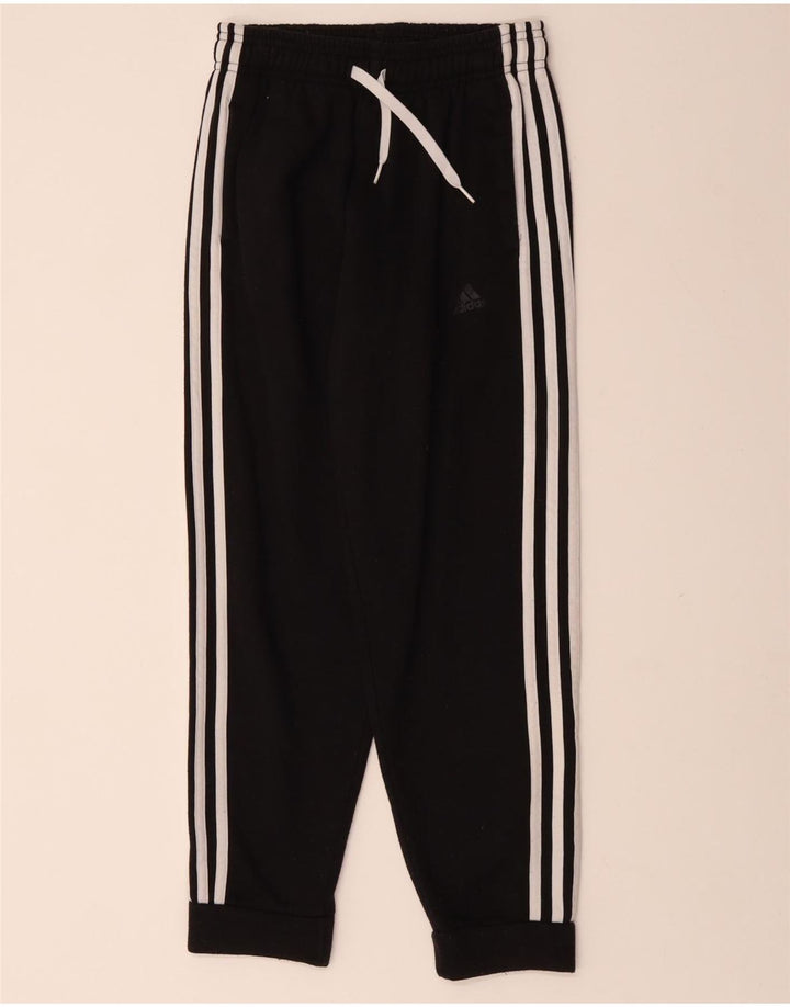ADIDAS Boys Tracksuit Trousers Joggers 11-12 Years  Black Cotton