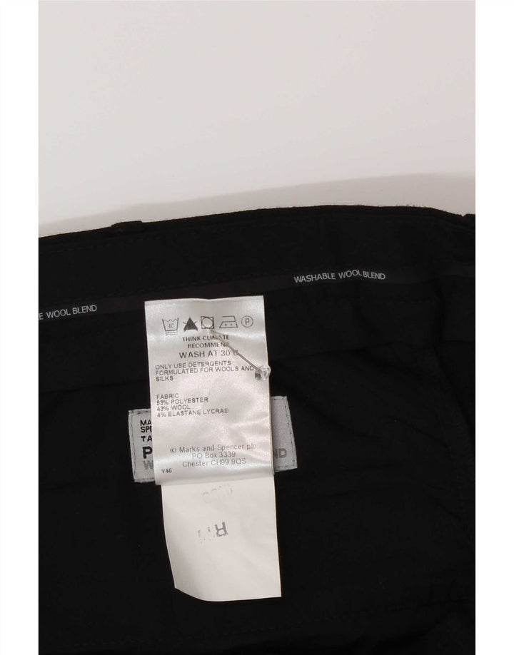 Marks & Spencer Mens Pegged Suit Trousers W38 L29 Black Polyester