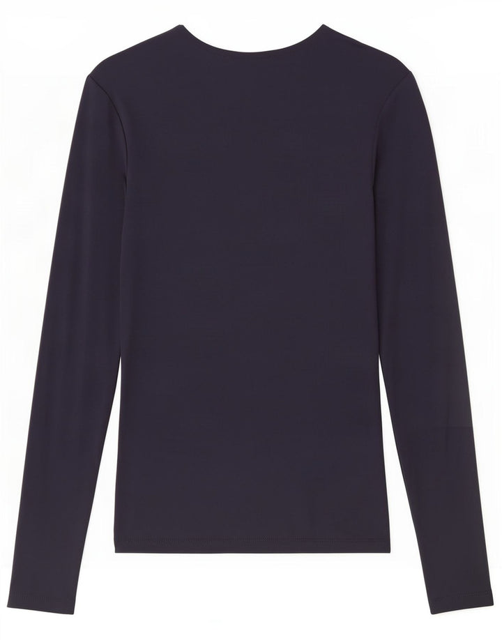 Zara Womens Top Long Sleeve UK 8 Small Navy Blue Polyamide
