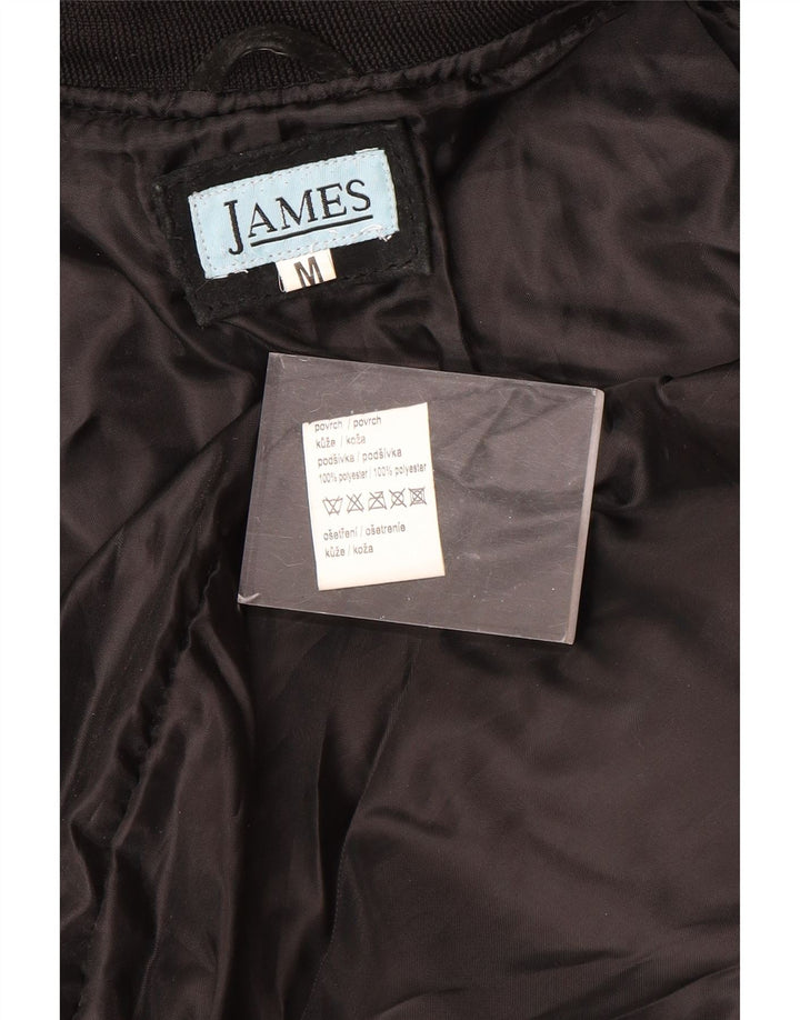 VINTAGE Mens Suede Bomber Jacket UK 38 Medium Black Leather